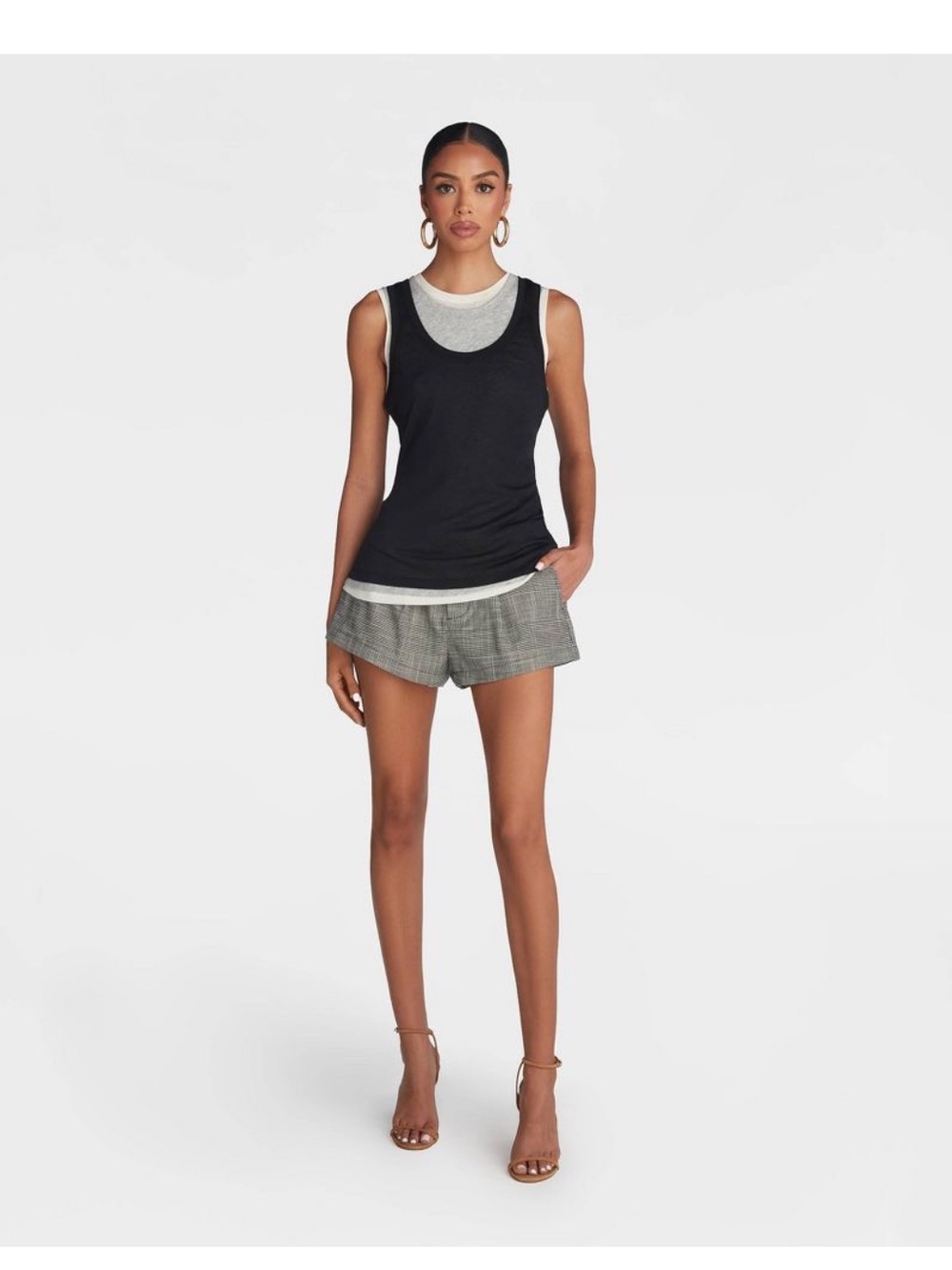 KBB by KAHLANA Women Low-Rise 'The Micro Shorts' - Dark Gray Plaid